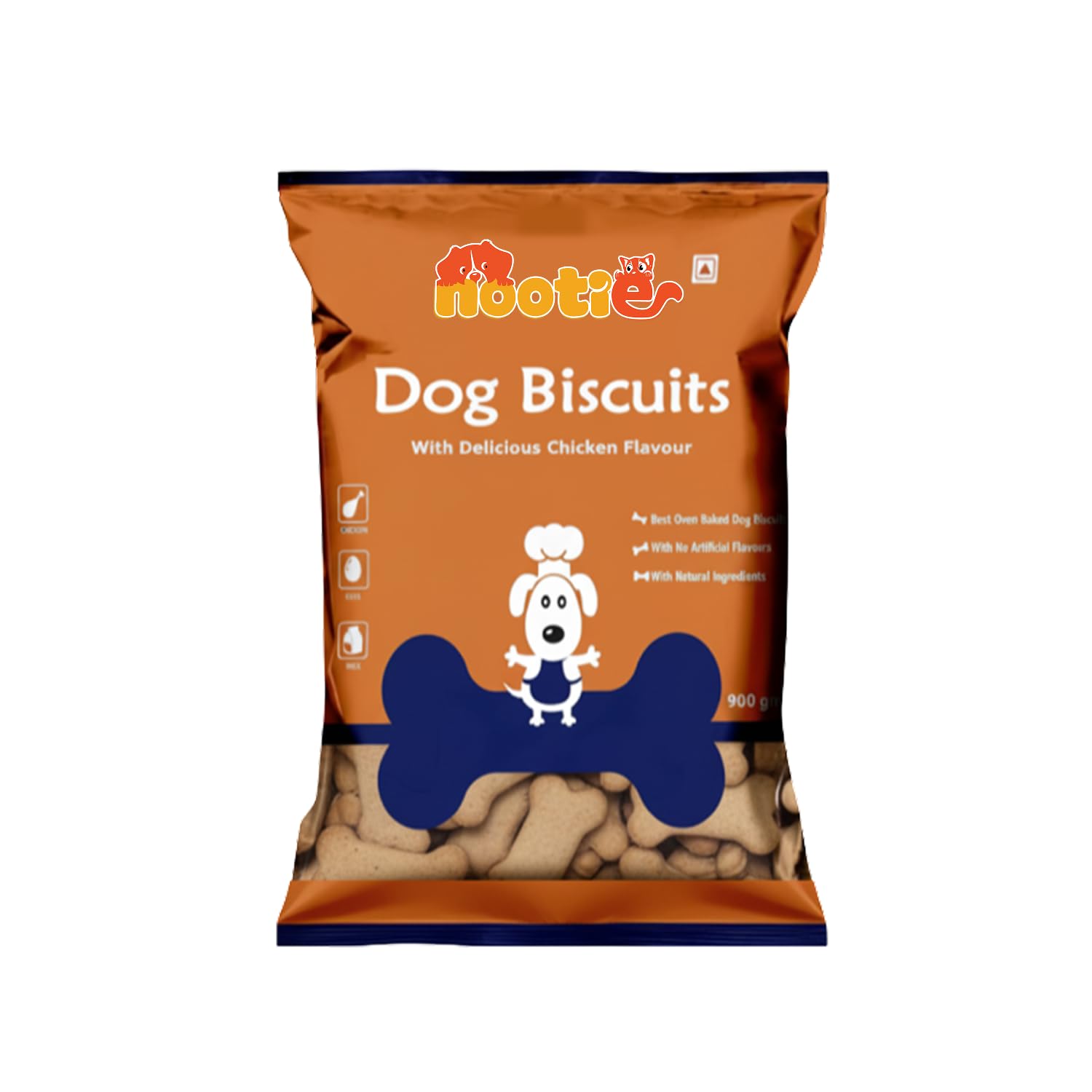 Nootie Freshly Baked Dog Biscuits | Highly Nutritional & Digestible Dog Treat | Real Chicken & Peanut Butter Cookies | High Protein Munchies for All Dog Breeds & Life Stages | Pack of 1 (900gms)