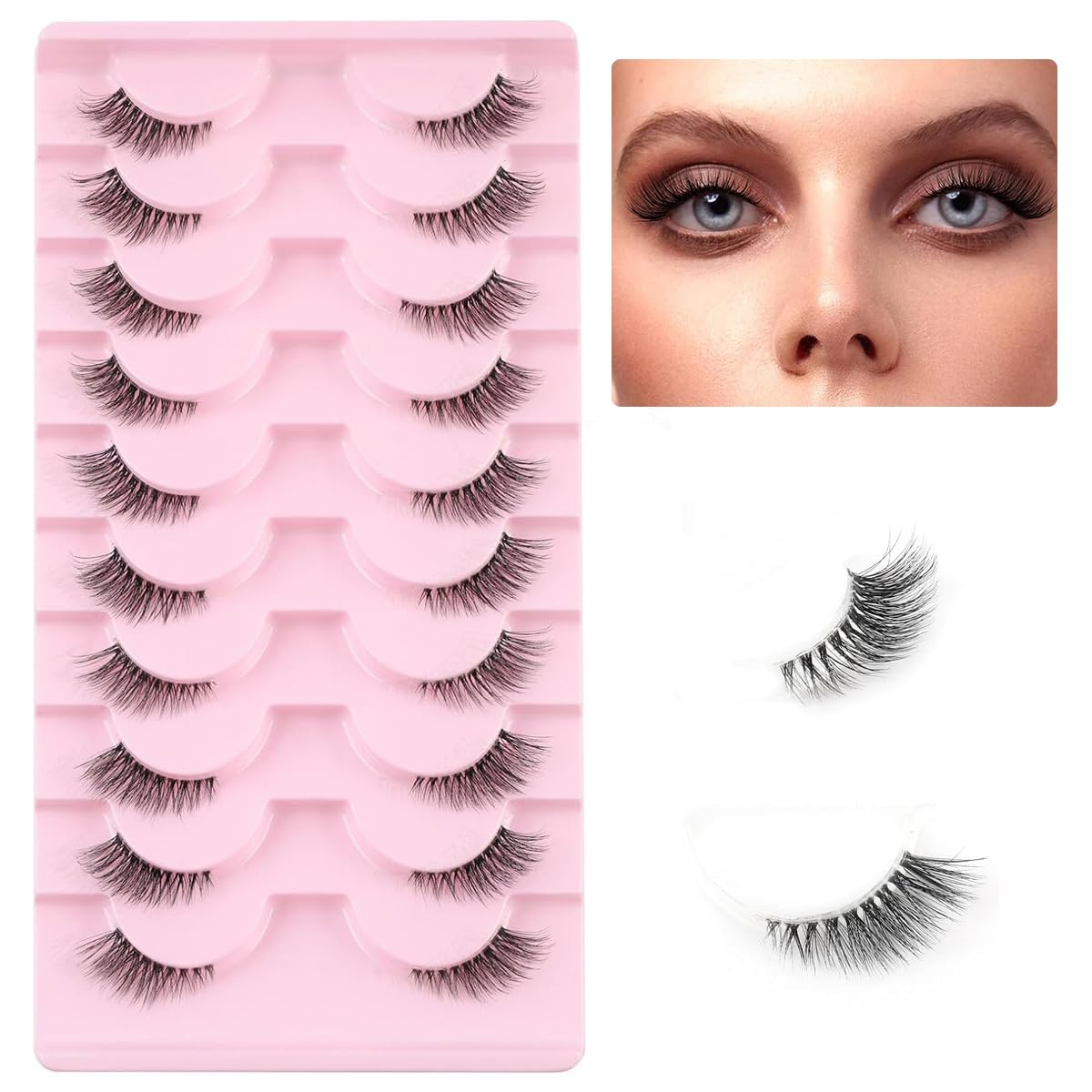 MAYCREATE® 10 Pairs Half Lashes Mink Natural Cat Eye Wispy False Eyelashes Fluffy Volume Strip Fake Eyelashes Accent Corner 3/4 Eye Lashes DIY Cluster Faux Mink Half Eyelashes at Home MAYCREATE® 10 Pairs Half Lashes Mink Natural Cat Eye Wispy False Eyelashes Fluffy Volume Strip Fake Eyelashes Accent Corner 3/4 Eye Lashes DIY Cluster Faux Mink Half Eyelashes at Home