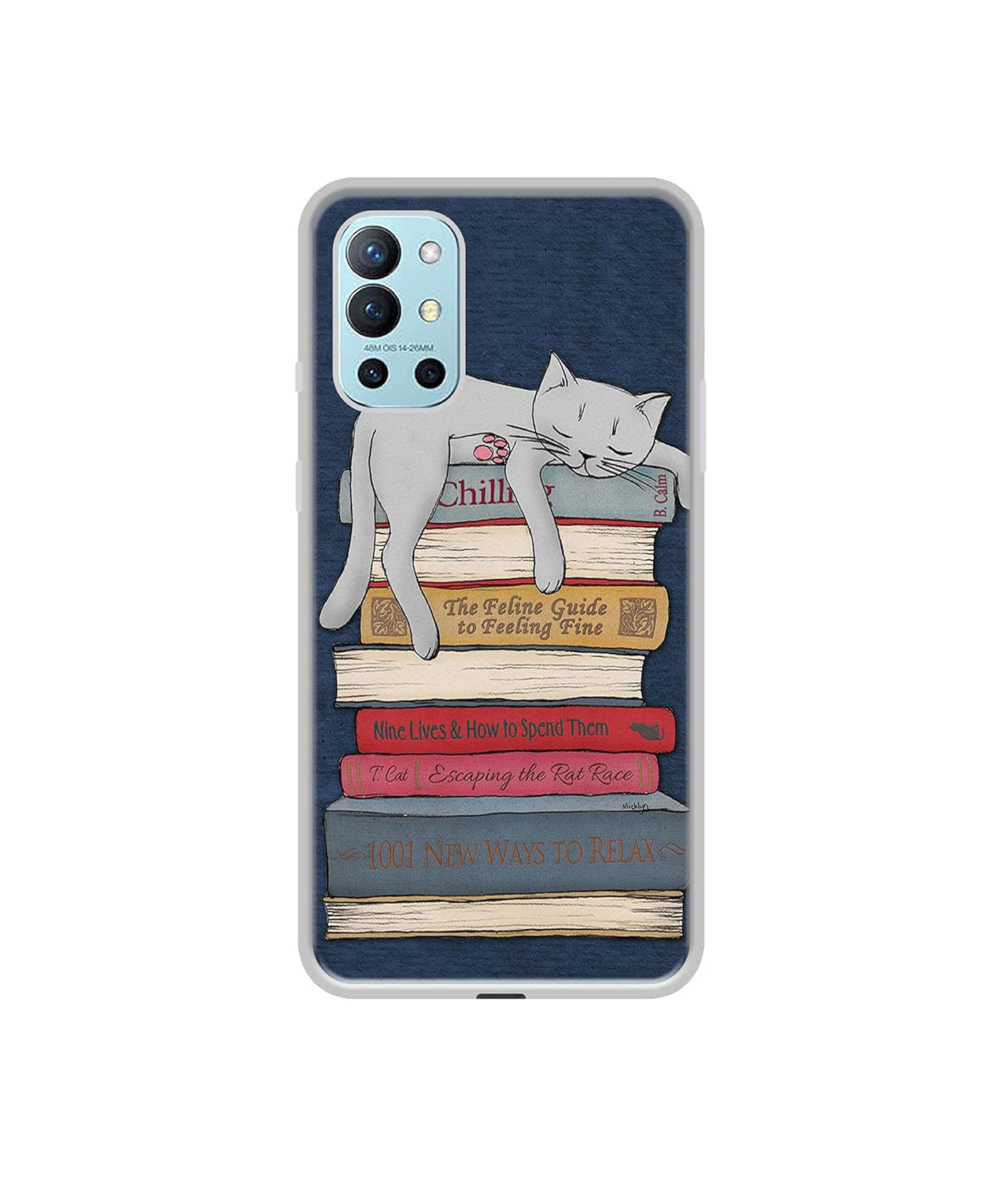 Cat Sleeping On The Books Design Printed Silicon Soft TPU Back Case Cover for OnePlus 9R 5G