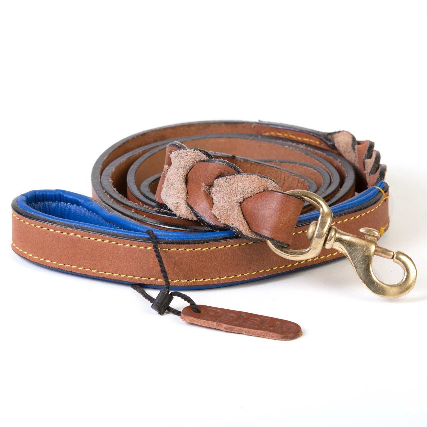 PetsUp Stylish Dog Leash for Small Medium Large Dogs (6 Feet x 3/4 inch, Royal Leash-Tan/Blue)