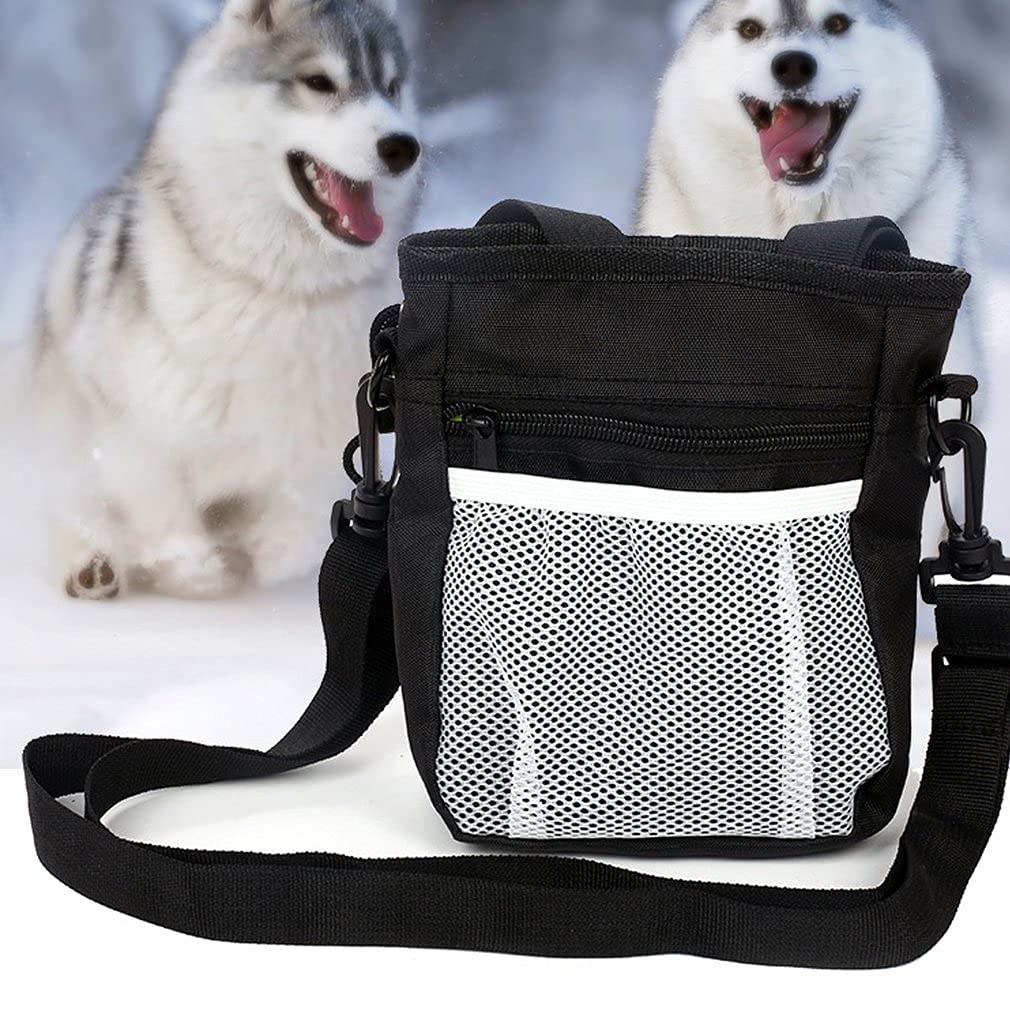 Dog Training Snack Treat Bag Pet Portable Waist Pouch with Buckle Belt -Black, 1 Piece