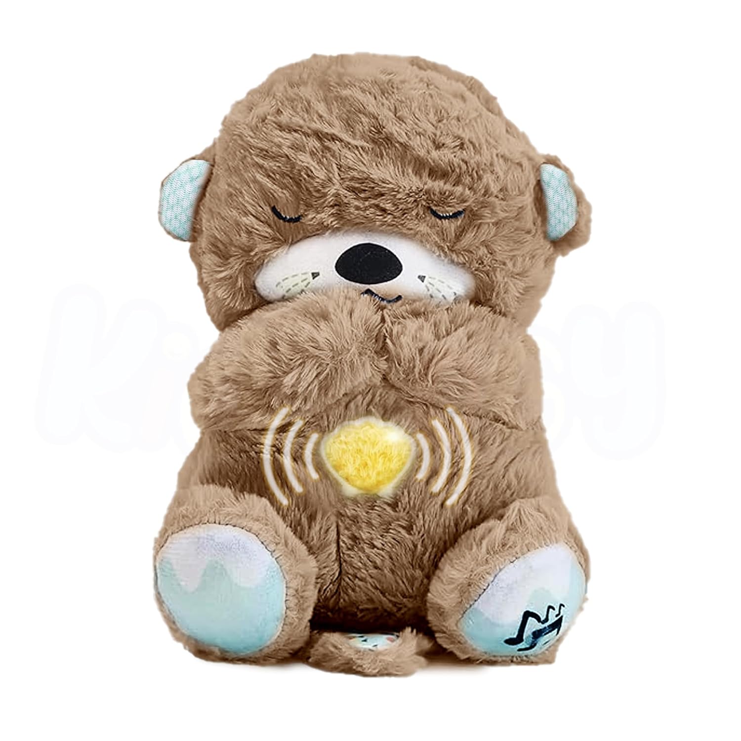 Kidology Breathing Teddy Bear Baby Plush with Music & Lights, Interactive Toy for Sensory Learning, Soft Stuffed Animal for Newborn Babies, Musical Toys Kids, Valentine Gift, Light Brown