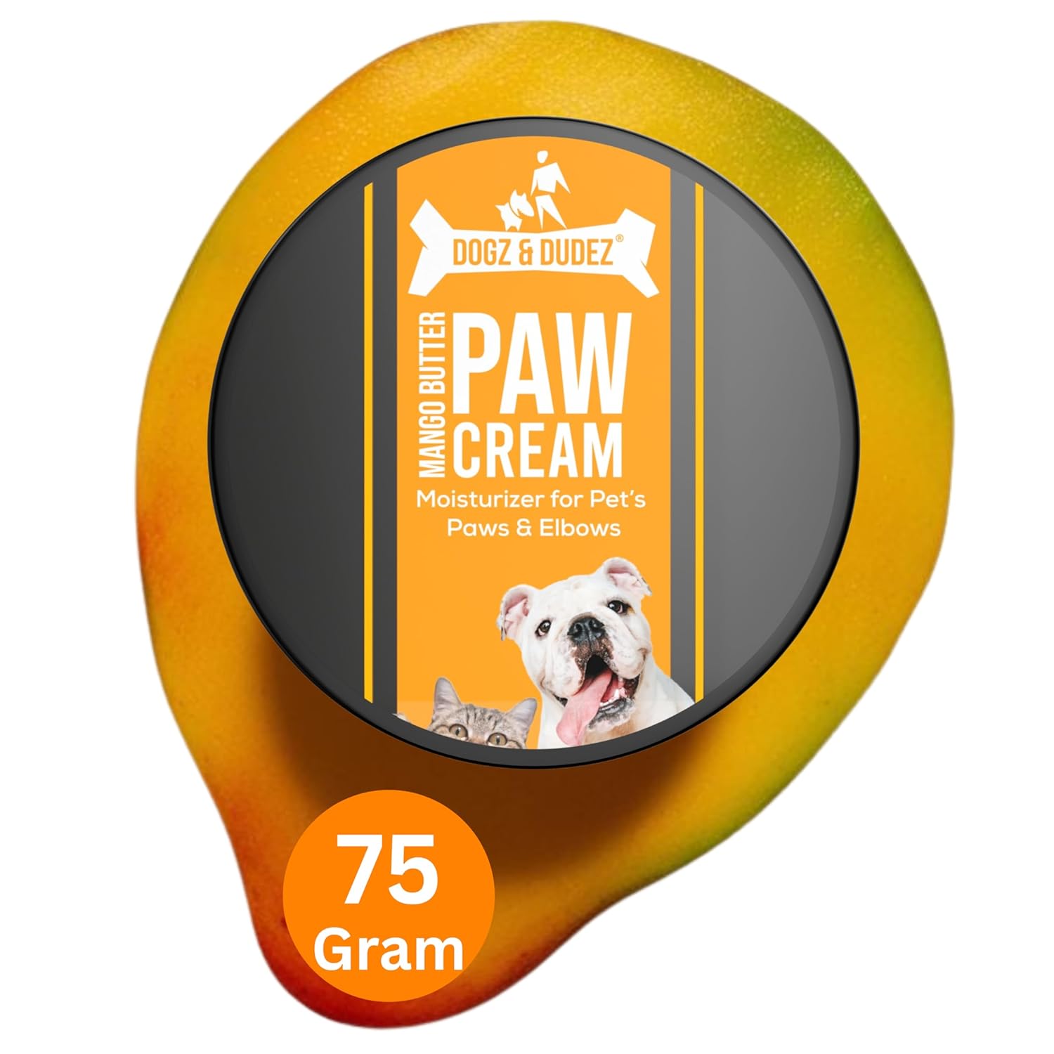 Dogz & Dudez Natural Mango Paw Butter Cream for Pets | Moisturiser for Paw, Elbow and Nose | Soothes and Heals Cracked Paws, Nose and Elbows | 75 gm