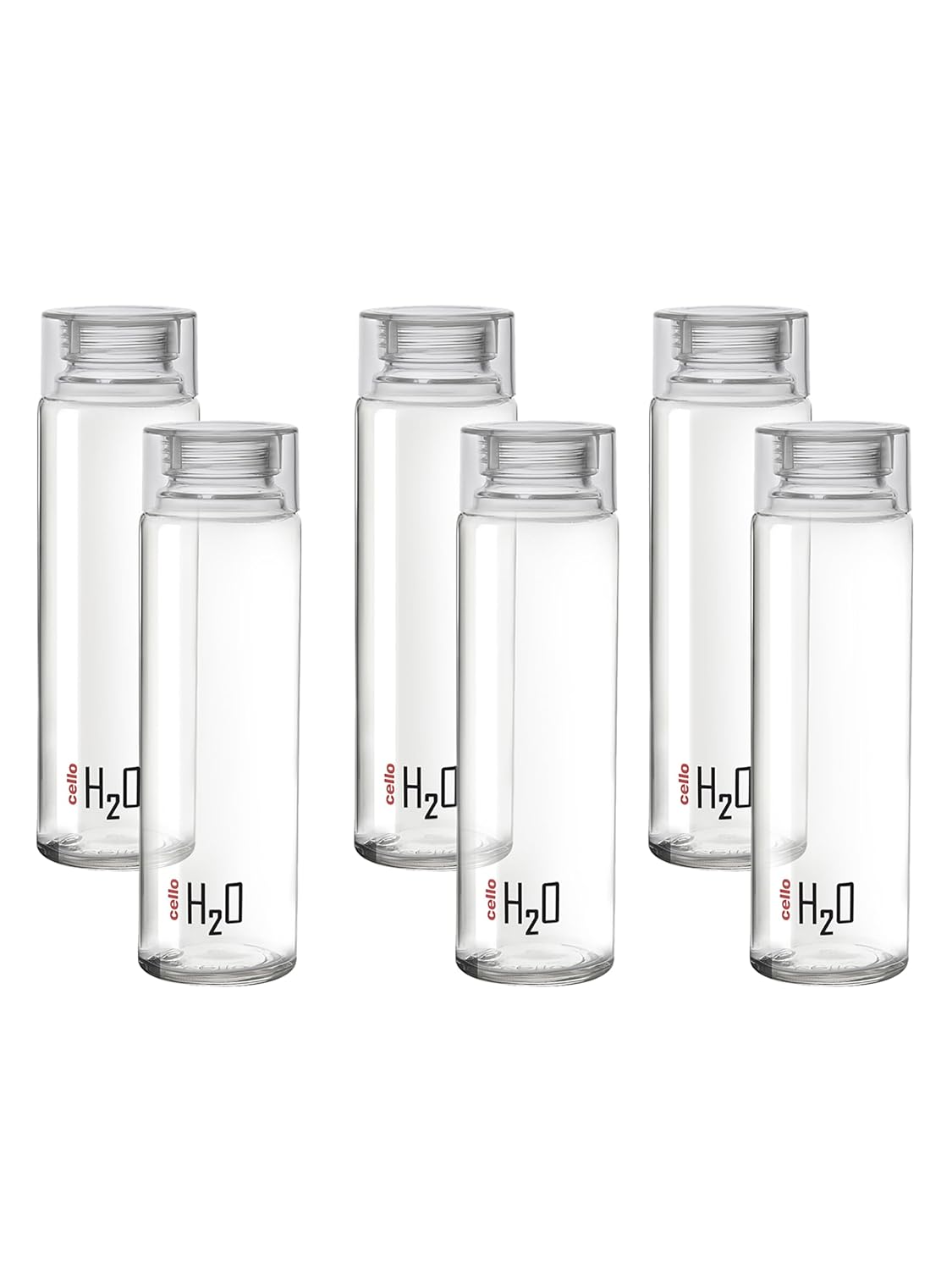 CELLO H2O Premium Edition Water Bottles Set of 6, 1000ml Each, Transparent | Food Grade, Air Tight & Leakproof Bottle For Kitchen | Reusable Set of Pet Fridge Bottles for Home, Office, Gym, Gifting CELLO H2O Premium Edition Water Bottles Set of 6, 1000ml Each, Transparent | Food Grade, Air Tight & Leakproof Bottle For Kitchen | Reusable Set of Pet Fridge Bottles for Home, Office, Gym, Gifting