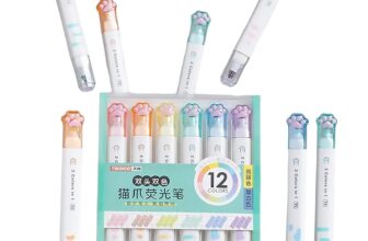 FunBlast Cute Cat Paw Highlighter Pen, 12 Color Highlighters Pens Cute, Dual-Side 2 In 1 Color Highlighter Pens Set, Pack Of 6 Highlighter Pen, Dual Tip Highlighter, Multicolour