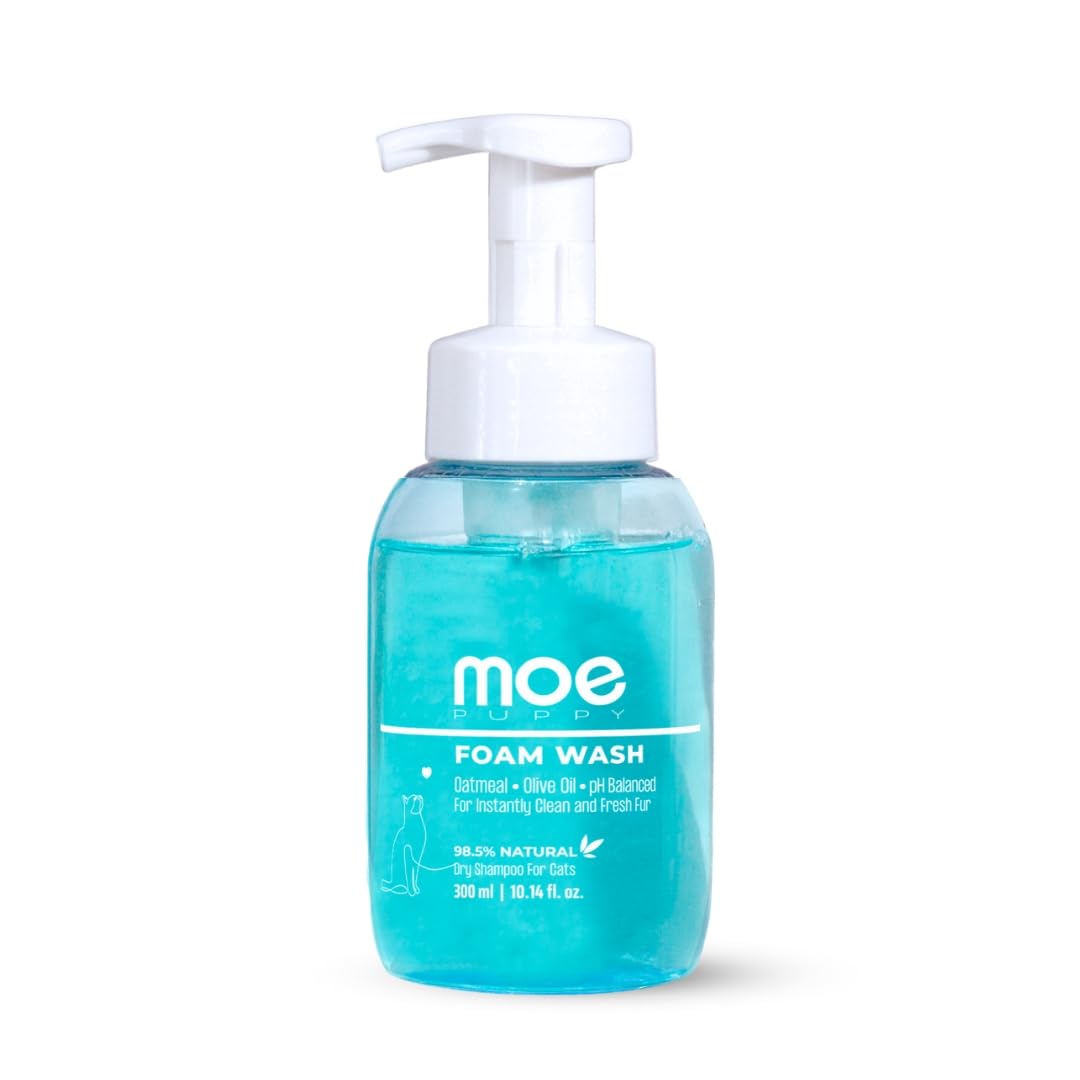 Moe Puppy Dry Shampoo for Cats | Cleansing & Conditioning, Detangling & Moisturizing | Quick Odor Removal | Safe for Kittens (300 ml)