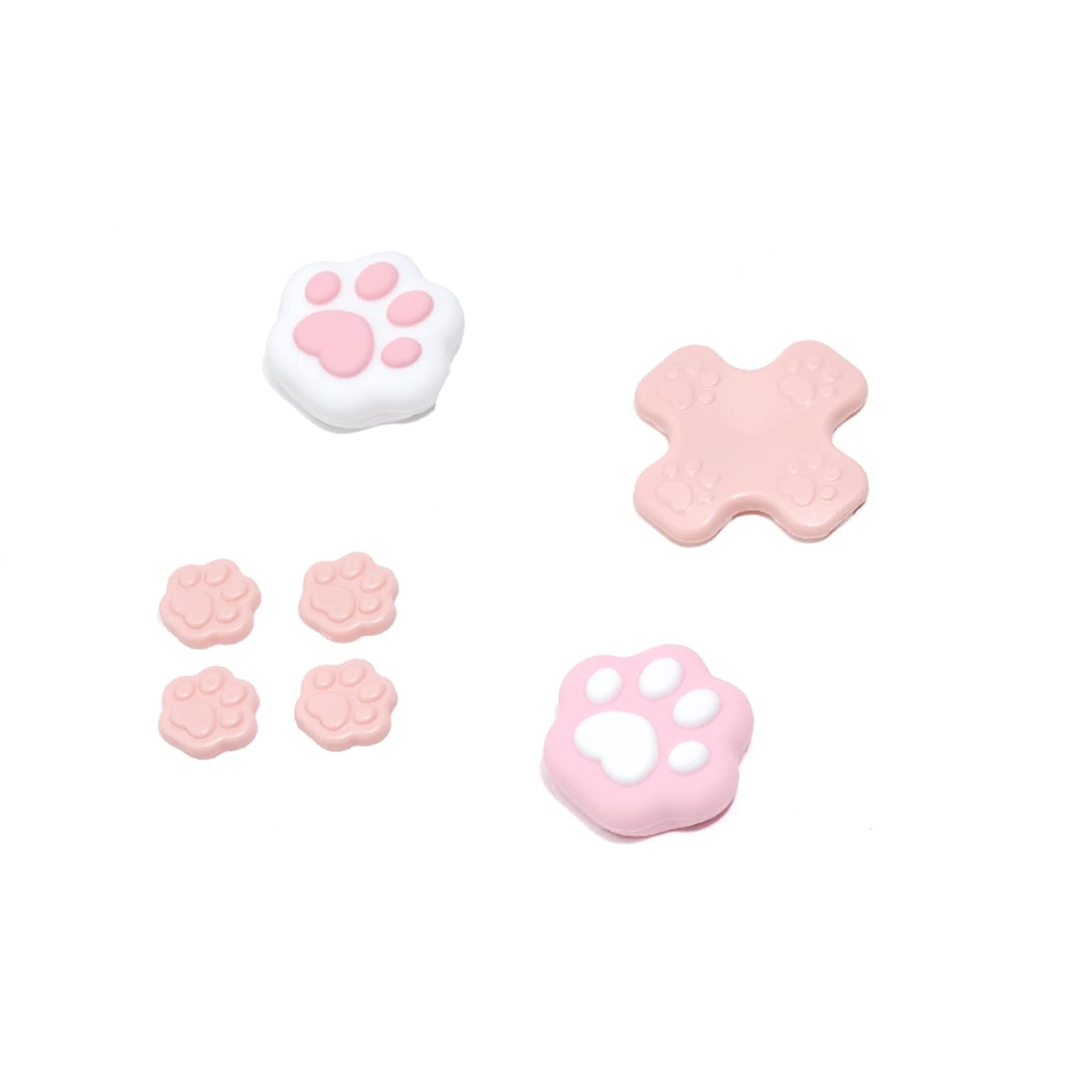GeekShare Cat Paw Button Caps Thumb Grips Set, Joystick Cover Caps Compatible with Regular Switch/OLED (Pink)
