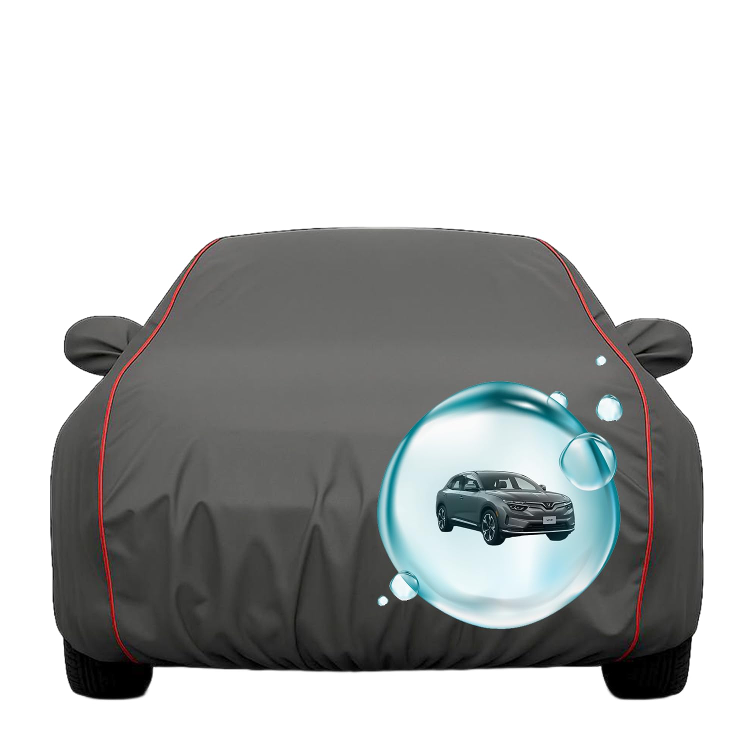 XAFO ‘SuperSmooth’ Premium Car Cover Compatible with Vinfast VF8 Price Car Cover – Water Resistant – Scratch Proof – Dust Proof – Dog Proof – (Grey with Mirror Pocket)