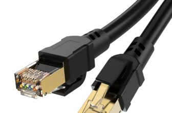 BESTOR RJ45 Ethernet Cable 1M Internet Network LAN Patch Cable Cord Shielded High Speed 40Gbps 2000Mhz Cat 8 Cables for Gaming, Router, PS4, Xbox – Compatible with Cat7/Cat6a/Cat5e Network, Black