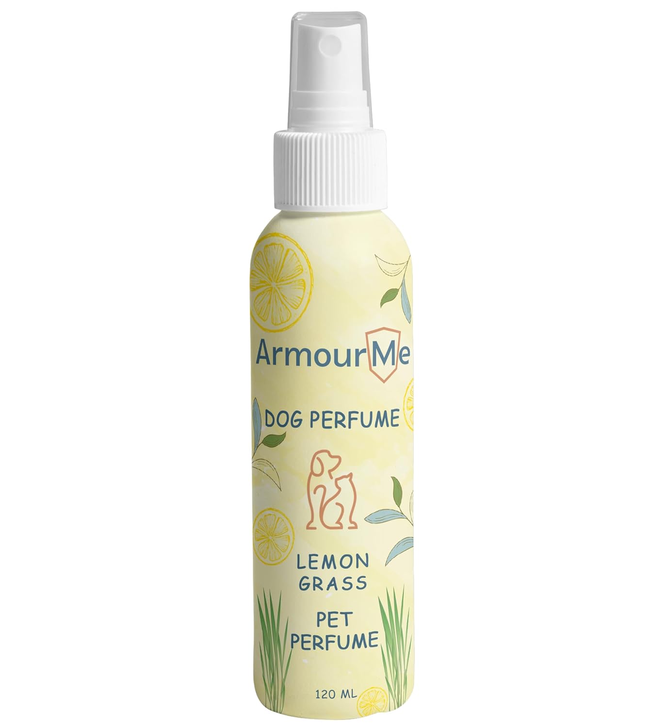 ArmourMe Dog Perfume Spray | Waterbased | Natural Deodorizer for Dogs | Eliminates Dog Odors for Smelly Dogs, pH Balanced, Free from Sulfates and Parabens. (120 ML, Lemon Grass)