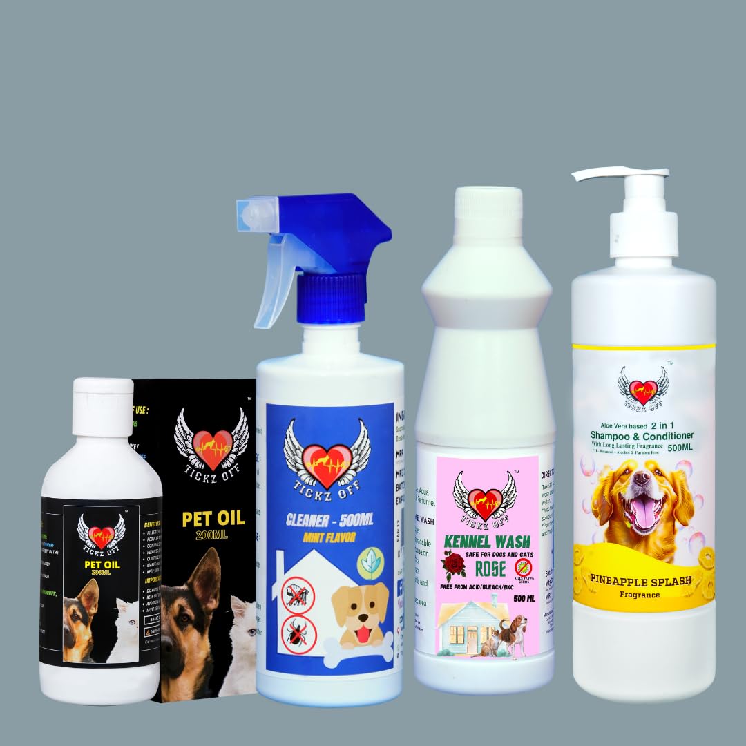 Free 500ml Wash with Pet Oil 200ml + Cleaner 500ml + 2in1 Premium Aloe Vera Shampoo & Conditioner | tickzoff | (Additional 10% Off) (Pineapple, Rose)