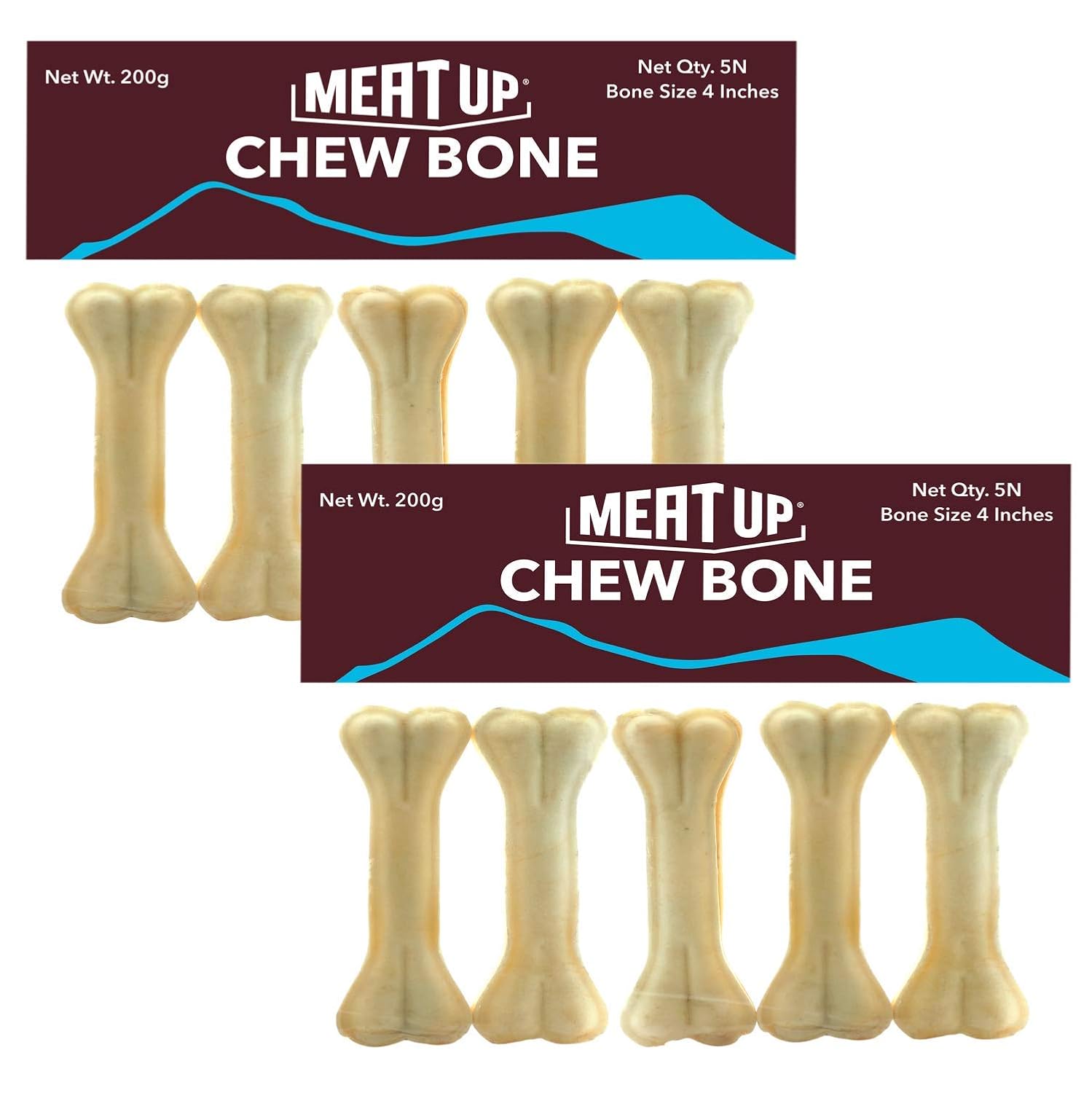 Meat Up Puppy Chews Bones 6 Inches 200g + 200g (Free) 400g | Chicken Flavour | Puppy Dog Above 3 Months | Buy 1 Get 1 | Training & Behaviour | Oral Health | All Breed Formula | Calcium | Nutrient Rich