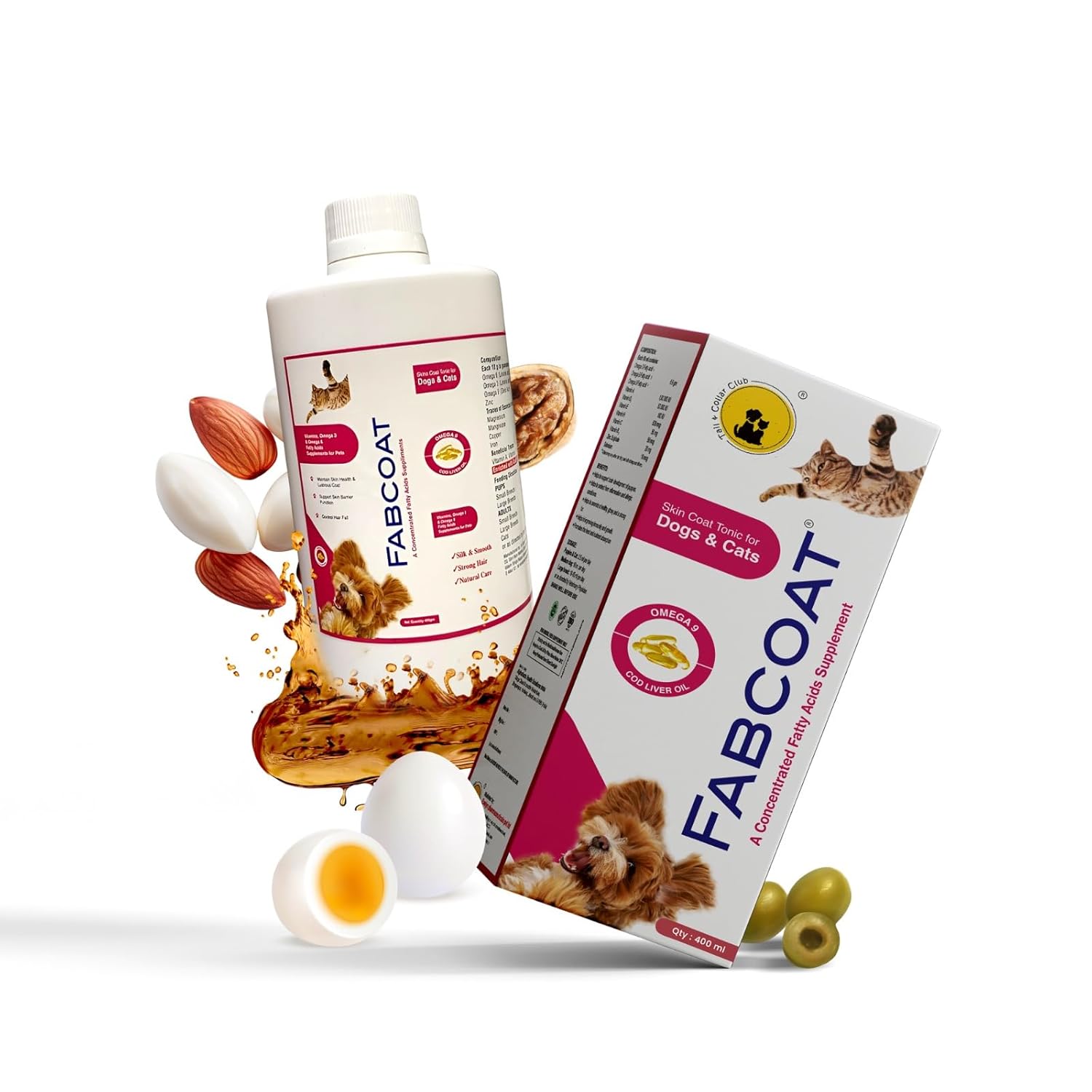 Tail & Collar Club FABCOAT Omega 3 6 9 Supplements for Dogs/Cats with Multivitamin for Healthy Skin and Reduce Shedding -400ml Tail & Collar Club FABCOAT Omega 3 6 9 Supplements for Dogs/Cats with Multivitamin for Healthy Skin and Reduce Shedding -400ml