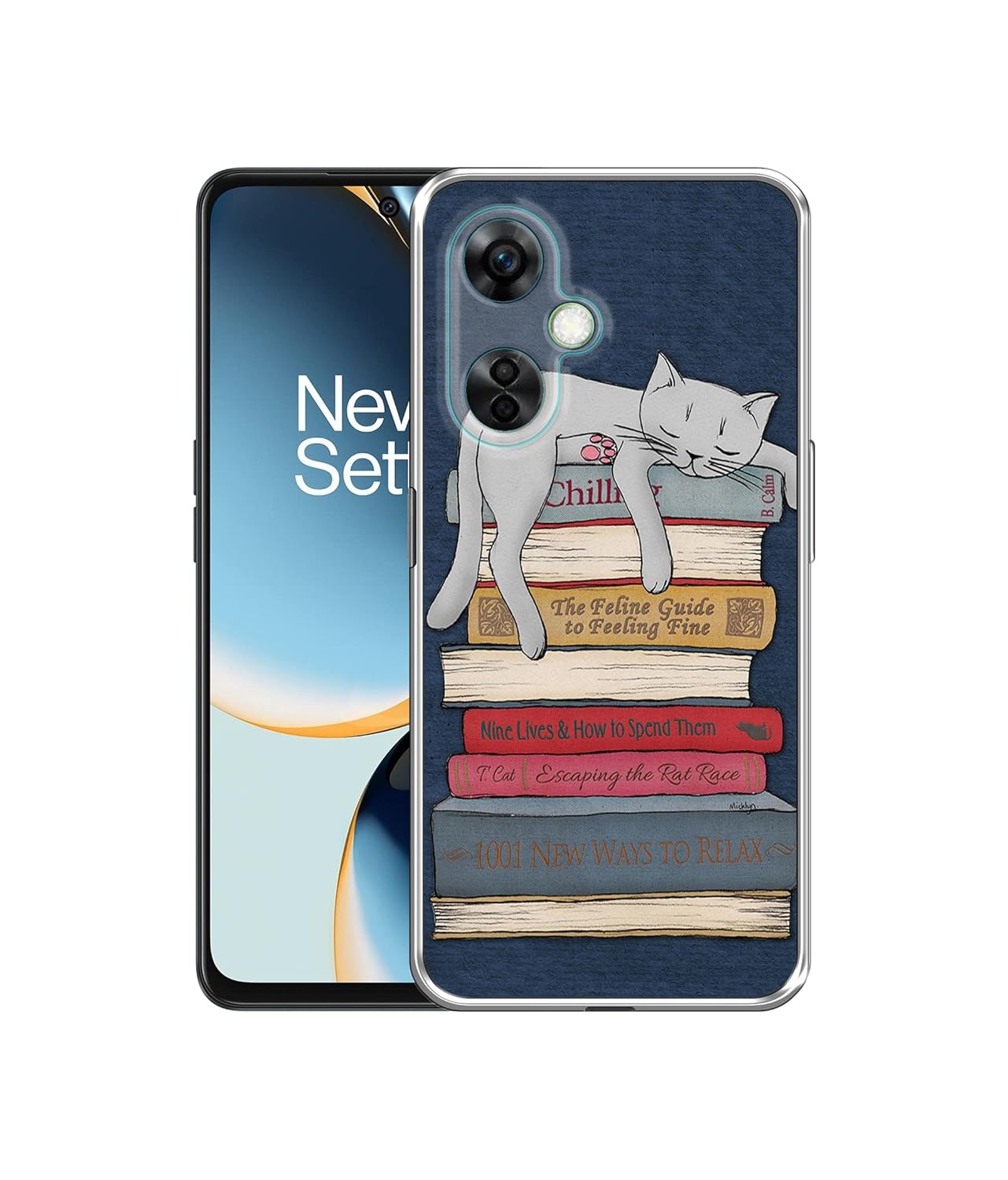 Cat Sleeping On The Books Design Printed Silicon Soft TPU Back Case Cover for OnePlus Nord CE 3 Lite 5G