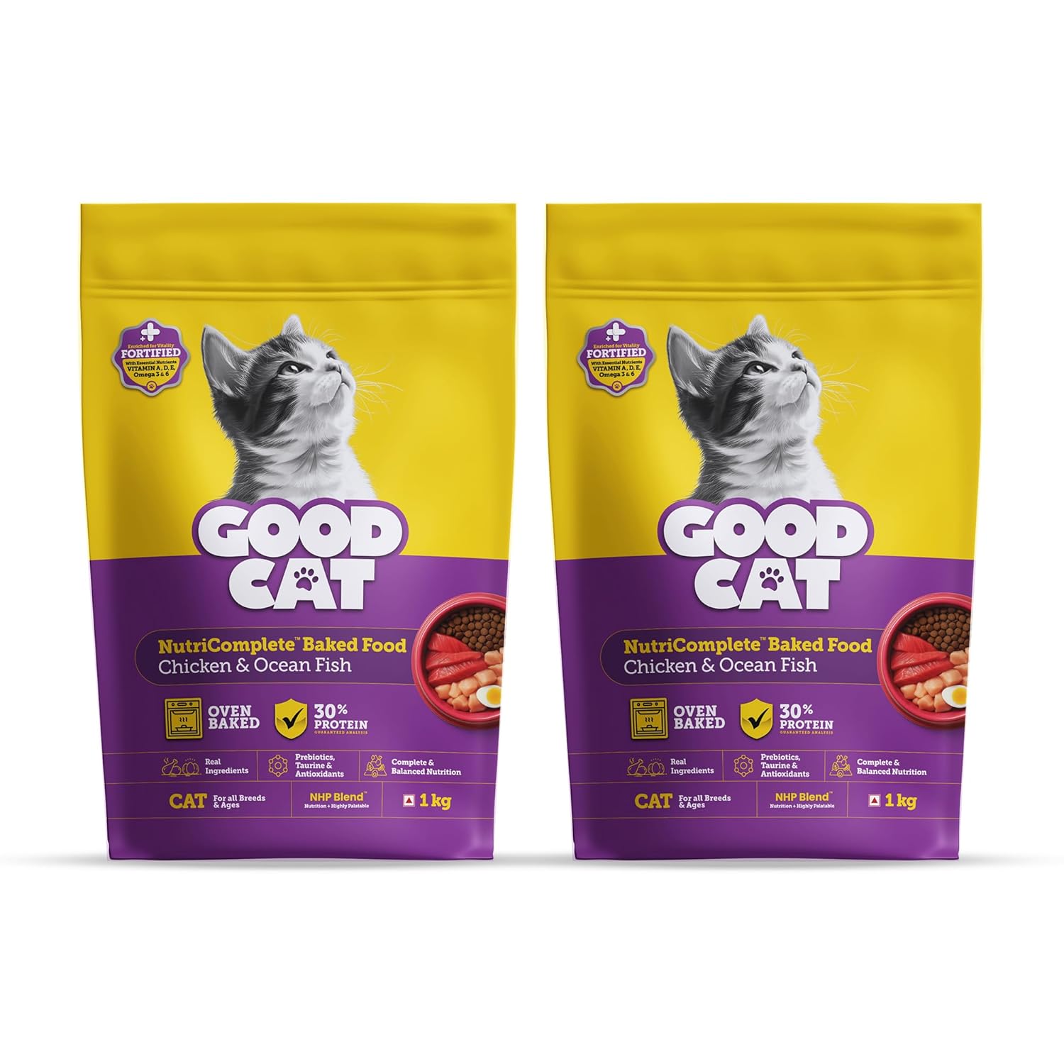 Good Cat Dry Cat Food | Oven Baked | Made with Real Chicken & Ocean 4 Fish | 2 kg | Suitable for All Ages | High Palatability | Tuna, Salmon & Mackerel | Taurine for Vision