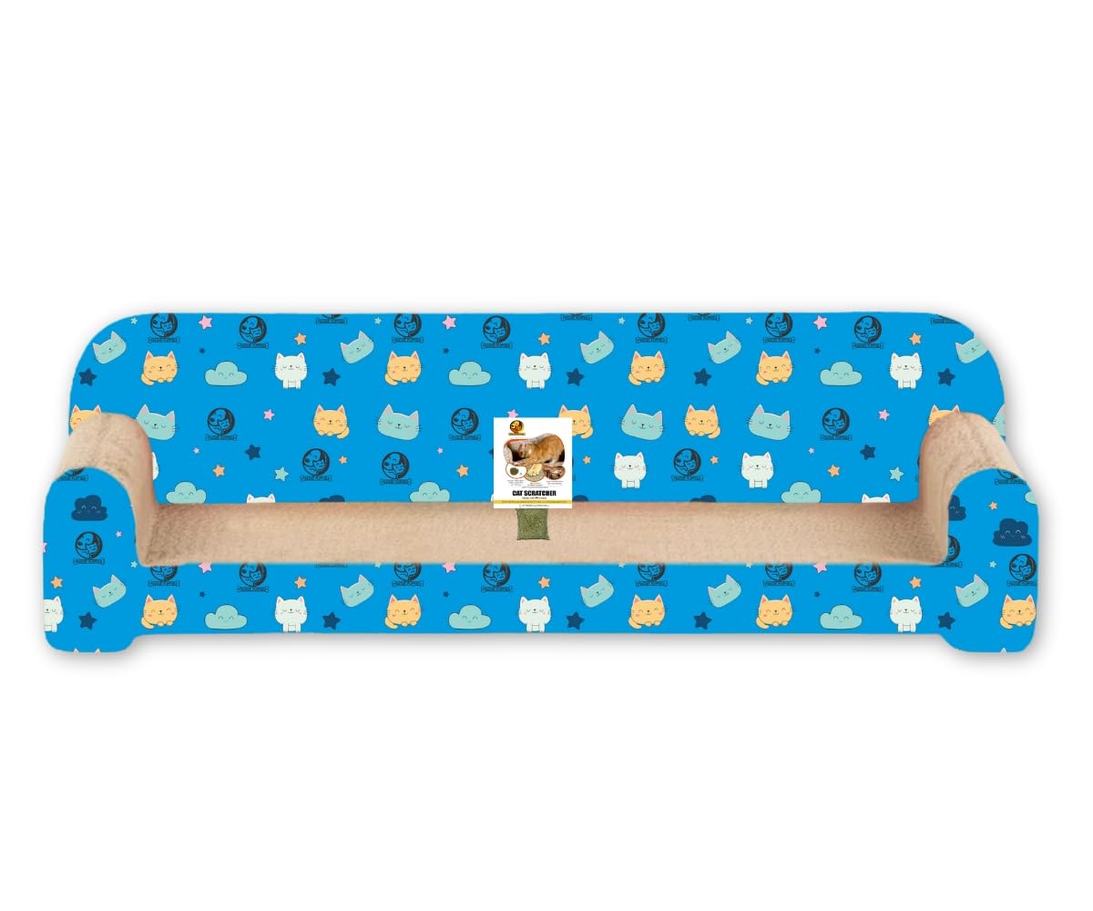 Foodie Puppies Cat Scratcher Pad with Catnip for Cats & Kittens – (Sofa) | Durable Modern Longue Corrugated Cardboard Cat Scratching Board with Couch Design | Furniture Protection, Play & Relaxation