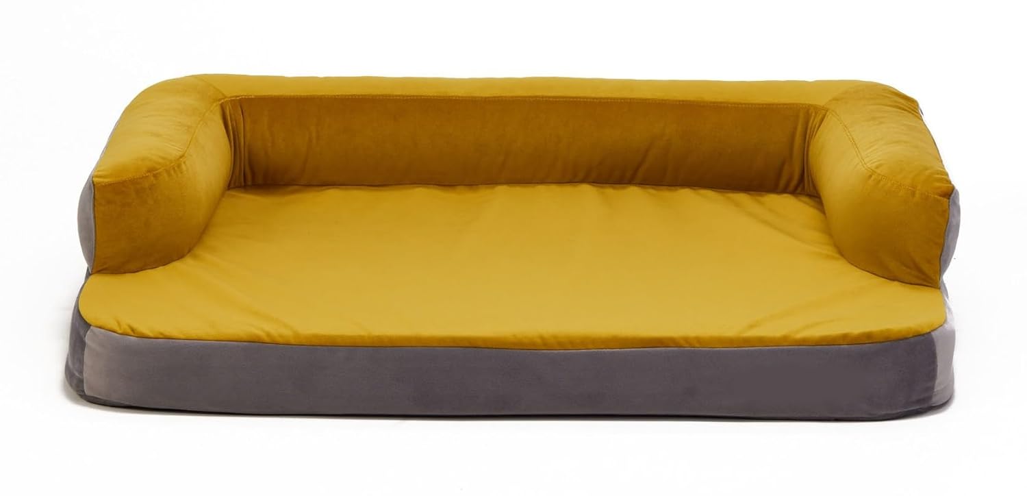 Cutepups Orthopedic Dog Beds for Medium pet Bed for Small Dogs, Waterproof Bed with Sides, Non-Slip Bottom and Washable Removable Cover Yellow Color (Medium Size)