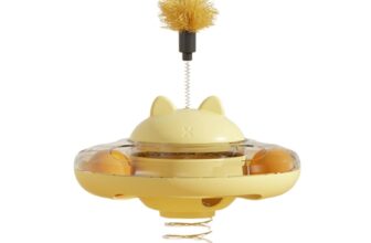 Foodie Puppies Cat Interactive Toy Feeder 360° Rotating Cat Teaser Stick Toy – (Rocker Spring Toy) |Weight Loss Kitten Fun Game Slow Food Dispenser Feeder Snack Dispenser Feeding