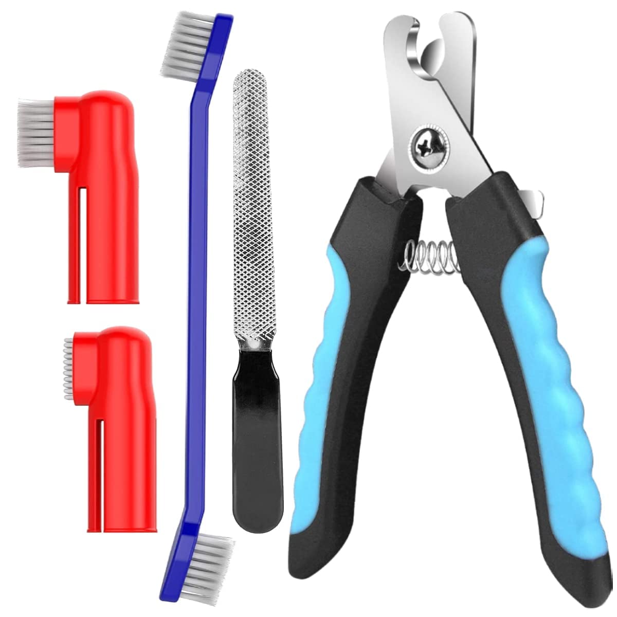 Sage Square Dog Grooming Kit – Dog Nail Clippers with Filer + Dog Toothbrush Kit for Dog, Puppy, Cat and Kitten – 2 in 1 Dog Combo
