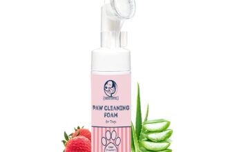 Foodie Puppies Paw Cleaner for Dogs – 150ml | Strawberry No-Rinse Foaming Cleanser with Silicon Brush | Tea Tree Oil & Aloe Vera | Quick Dry, Lick-Safe, Allergen-Free, Moisturizing & Freshening