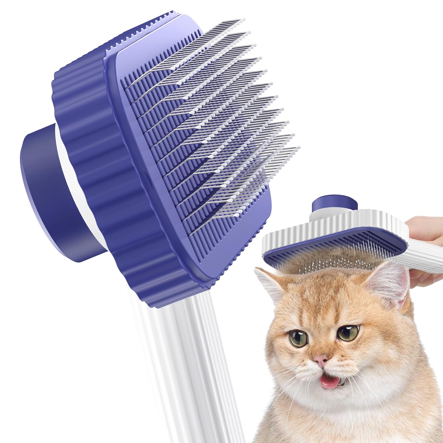 ACE2ACE Dog Brush, Professional Dog Cat Brush for Long Haired, Remove Loose Fur and Mats, Rounded Pins Reduces Painful Pulling, Not for Tangle and Curly Fur, Dark Blue