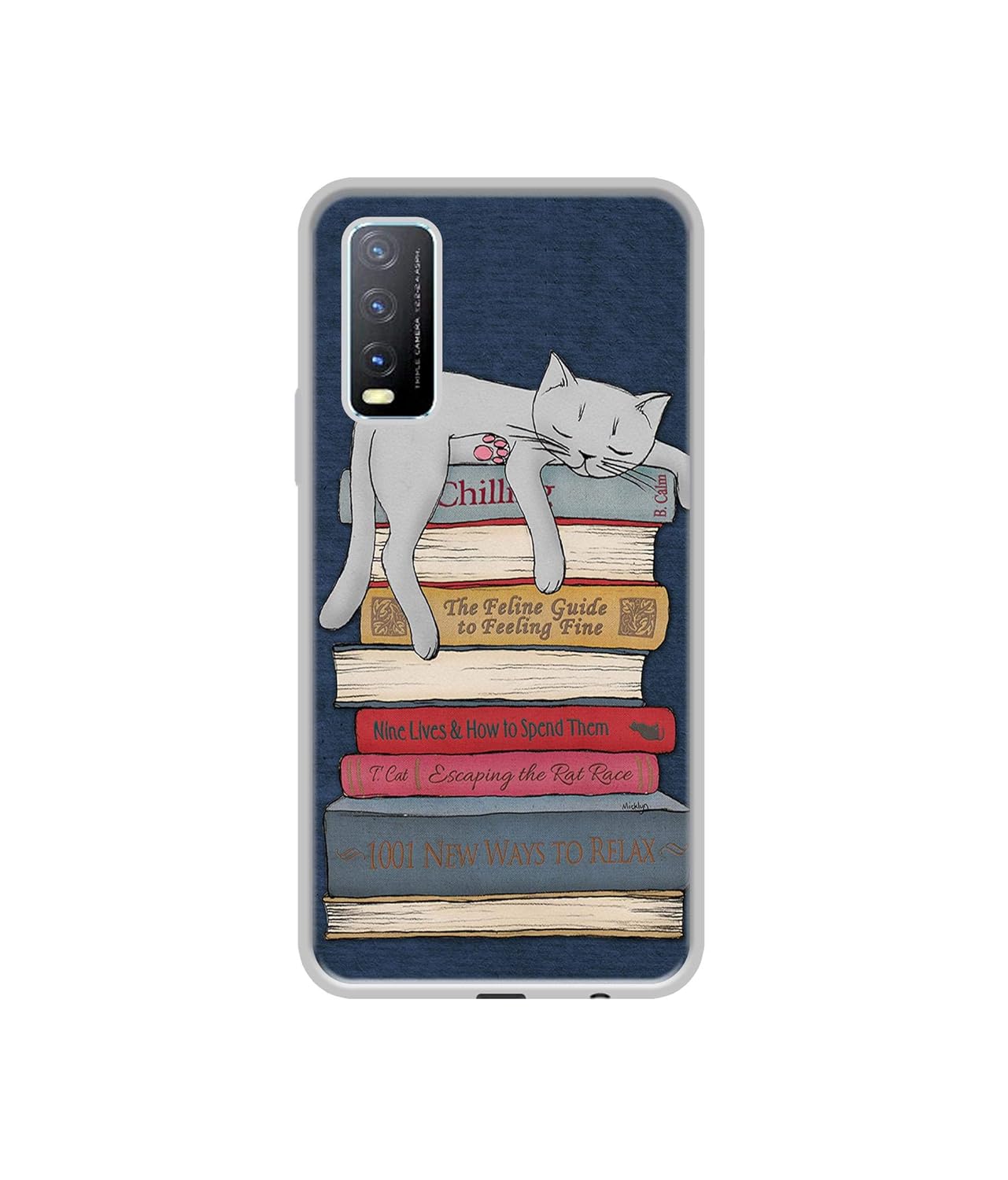 Cat Sleeping On The Books Design Printed Silicon Soft TPU Back Case Cover for Vivo Y20 4G / Y20A / Y20S / Y20G / Y20i / Y20T