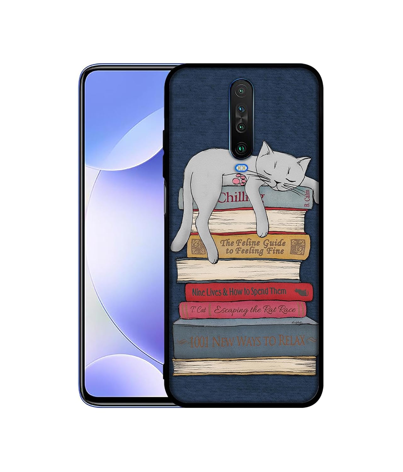 Cat Sleeping On The Books Design Premium 2D Printed Metal Back Case Cover for Mi Redmi K30 4G / Poco X2 4G