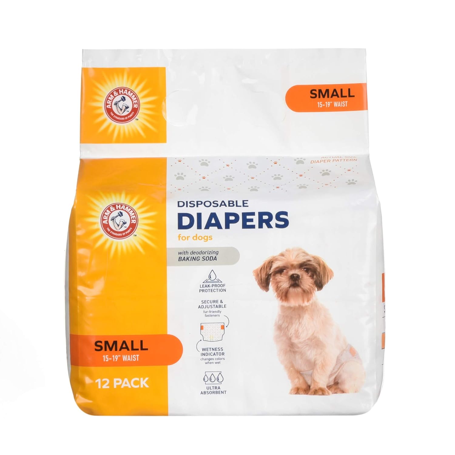 Arm & Hammer for Pets for Pets Female Dog Diapers, Size Small, Ultra-Absorbent, Adjustable Girl Dog Diapers with Leak-Proof Protection and Wetness Indicator (Pack of 1, 12 Count Total)