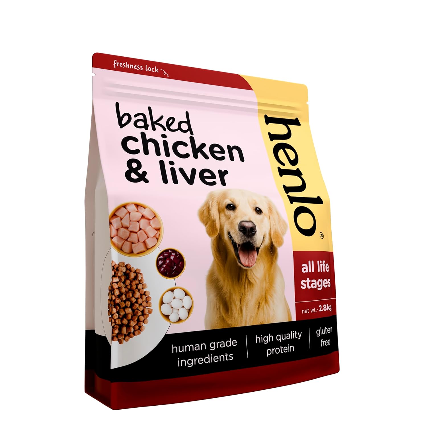 Henlo Baked Chicken & Liver Dry Dog Food | 100% Human Grade Ingredients | 2.8KG | Dry Food for Adult Dogs & Puppies