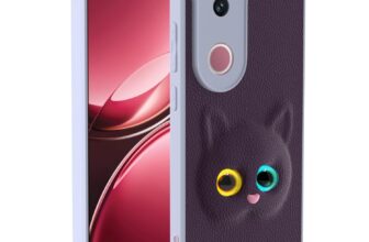 Pikkme Back Cover for iQOO Z10R 5G / Vivo V50 5G / V50e 5G / Vivo T4R 5G | Cute Cat Leather Finish for Girls | Soft TPU | Bumper Case (Purple)