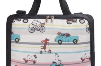 Protecta The Professional Office Laptop Bag Briefcase for Women & Men Fits Laptops with Screen Size Up to 15.6 Inch – Ideal for Office & Work – Travelling Dogs Print, Off White