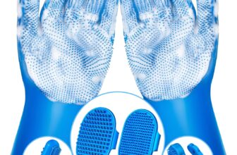 6PCS Pet Grooming Kit for Dogs,Cats and Horses | Dog Washing Gloves | Dog Bath Brush | Dog Bath Gloves | Dog Shampoo Brush | Pet Grooming Gloves | Dog Bath Supplies (Navy Blue)